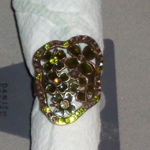 New Pilgrim Green Floral Adjustable Ring Jewelry